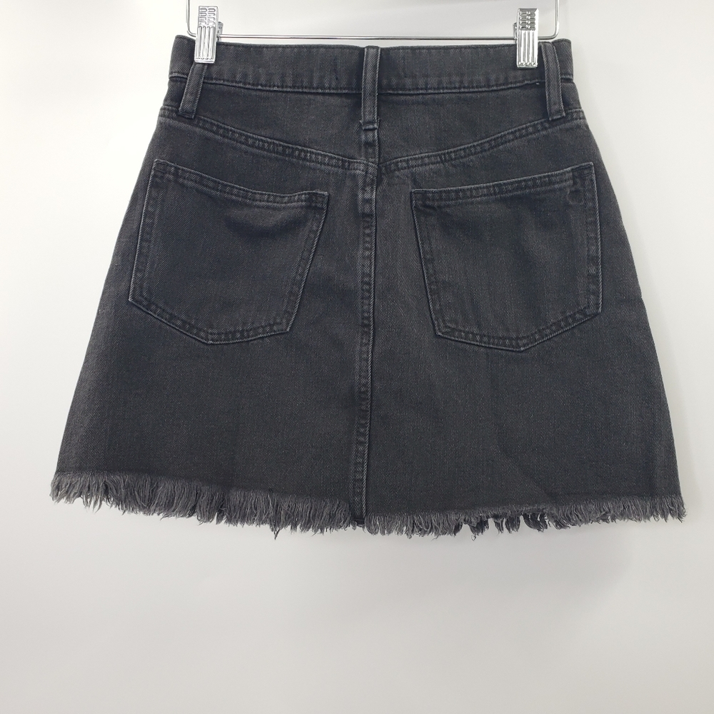 Madewell Rigid Denim A-Line Mini Skirt Black Lunar Wash Cutout Edition NEW - Picture 4 of 8